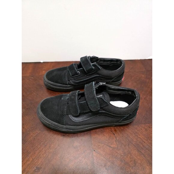 VANS Old Skool V Black Canvas & Suede Double Strap Sneakers Kids Size 3 Skateboa - Picture 4 of 9
